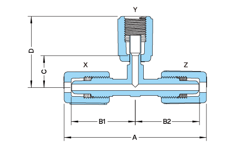 PFA 變徑省空間三通接頭PFA Compact Reducing Tee Fitting